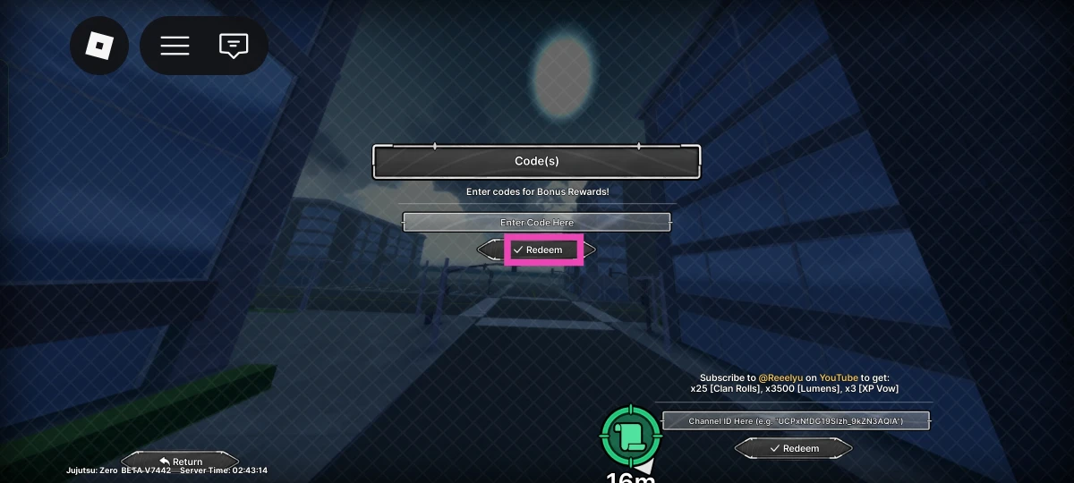 Enter the code in the text box that says ENTER CODE HERE.