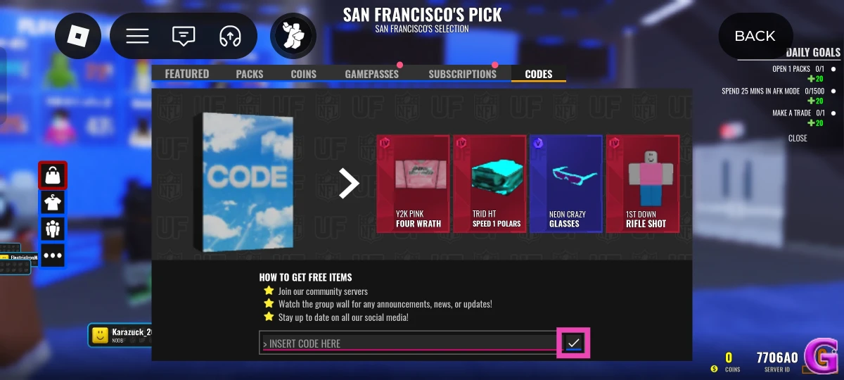 Enter the code in the text field.