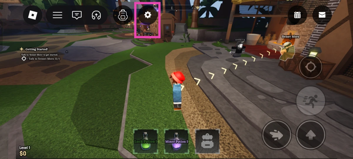 Click on Settings at the top of the screen.