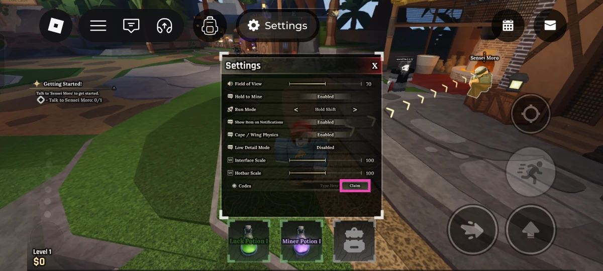 Enter your code in the ‘Type Here’ text box.