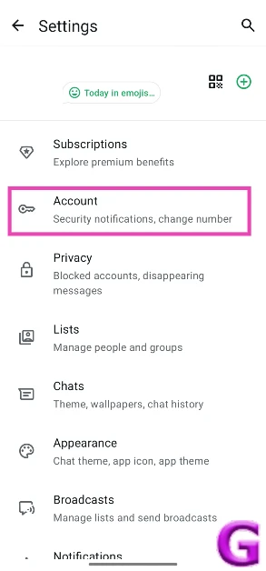Tap on Account.