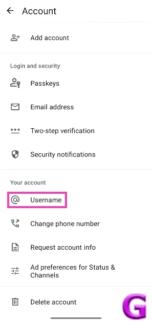 Tap on Username.