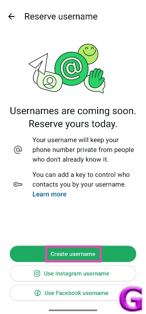 Tap on Create username. You can also choose to use your Instagram or Facebook username