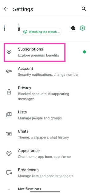 Go to Subscriptions.