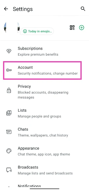 Tap on Account.