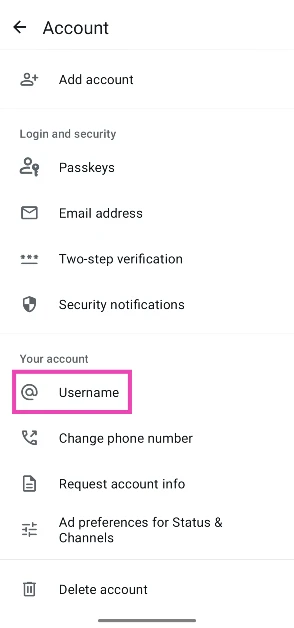 Tap on Username.