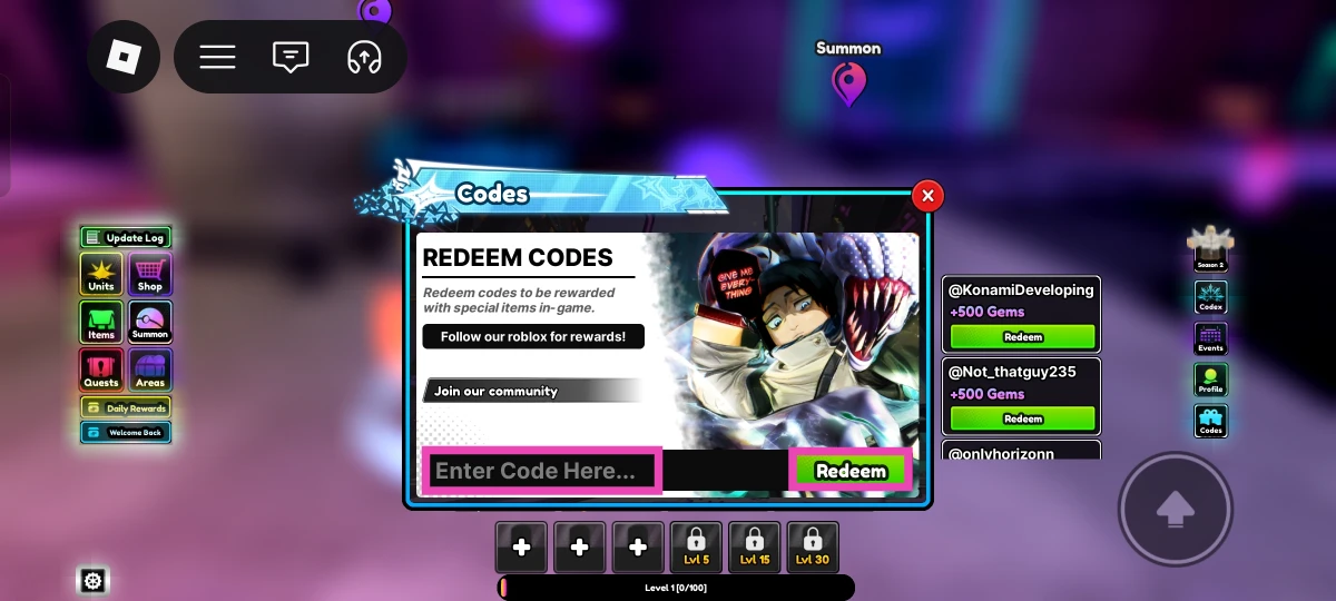 Enter the code in the text field.