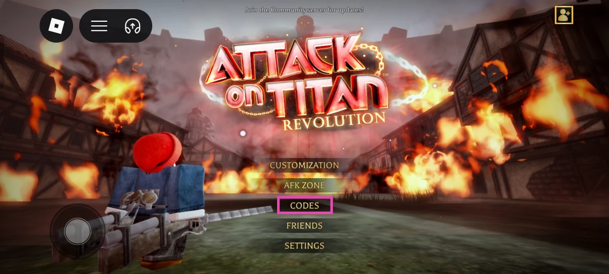 Select Codes in the main menu.