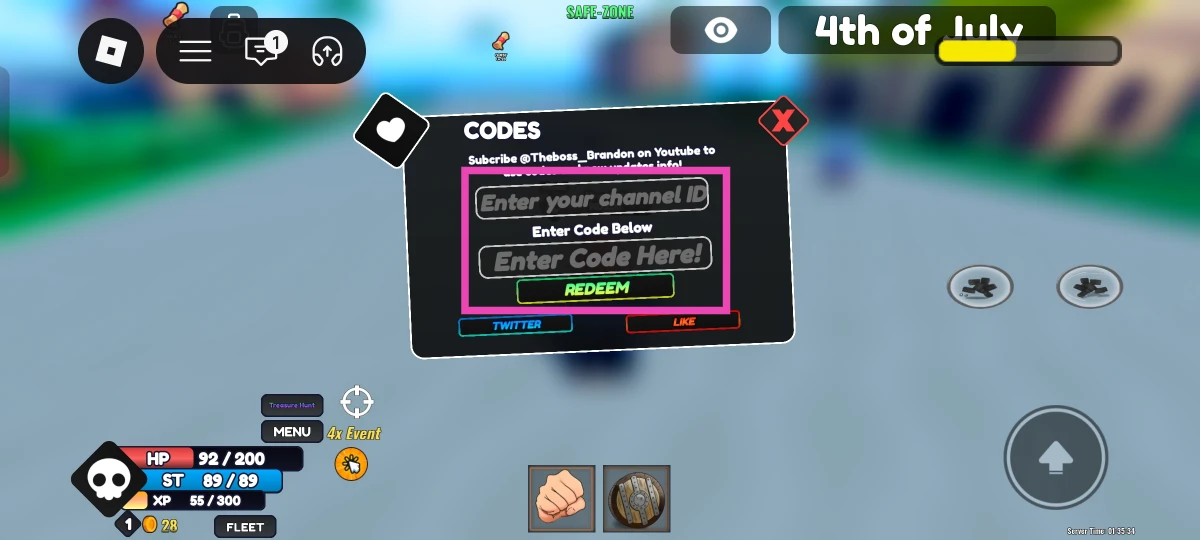 Enter your YouTube Channel ID and a working code in their respective text fields.