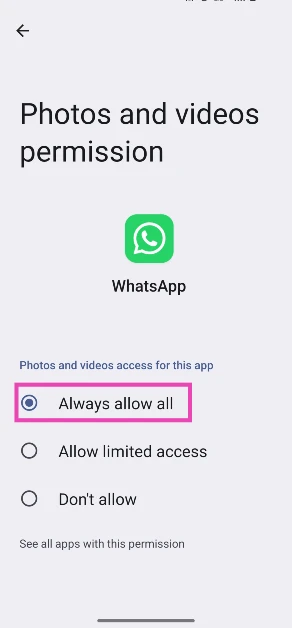 Step 5: Select All the time.