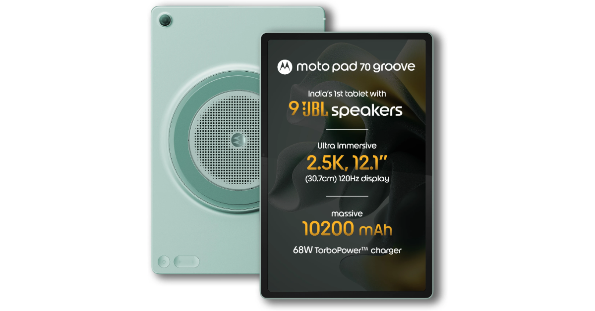 Moto Pad 70 Groove tablet with 10,200mAh battery, MediaTek Dimensity 7400 CPU launched: Pricing Details