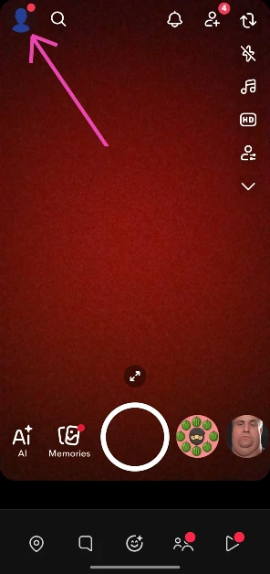 Launch the Snapchat app on your phone and tap your Bitmoji in the top left corner of the screen.
