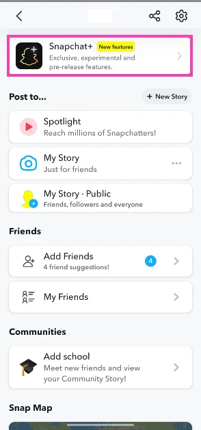 Tap on Snapchat+.