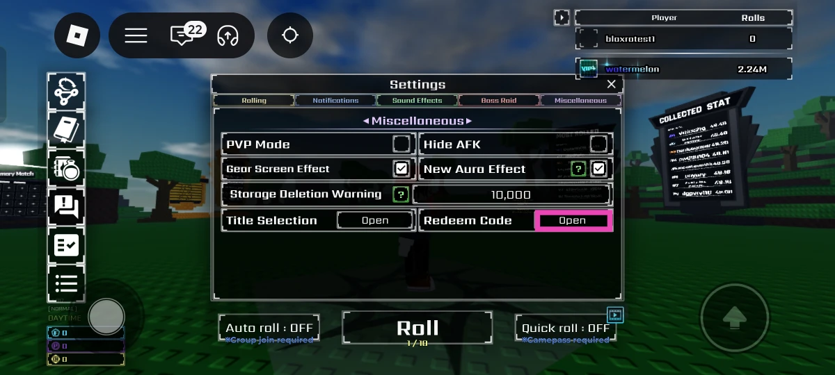 Hit Open next to Redeem Code. Sol’s RNG Codes (July 2026)