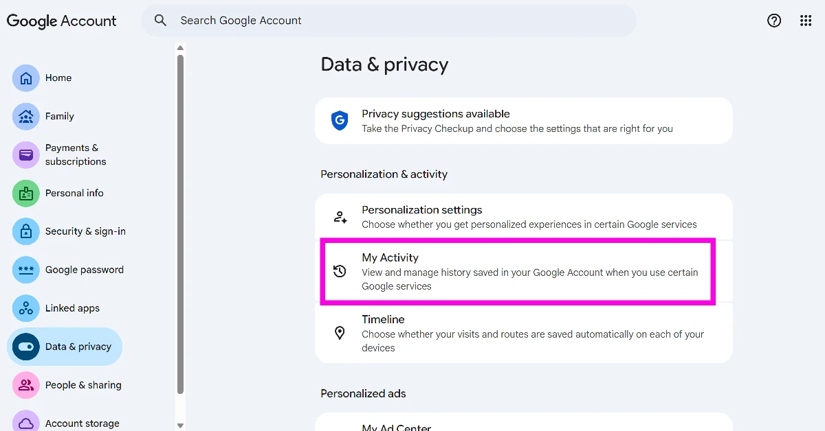 Step 3: Click on My Activity.