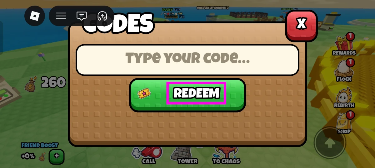 Enter your code in the text box.