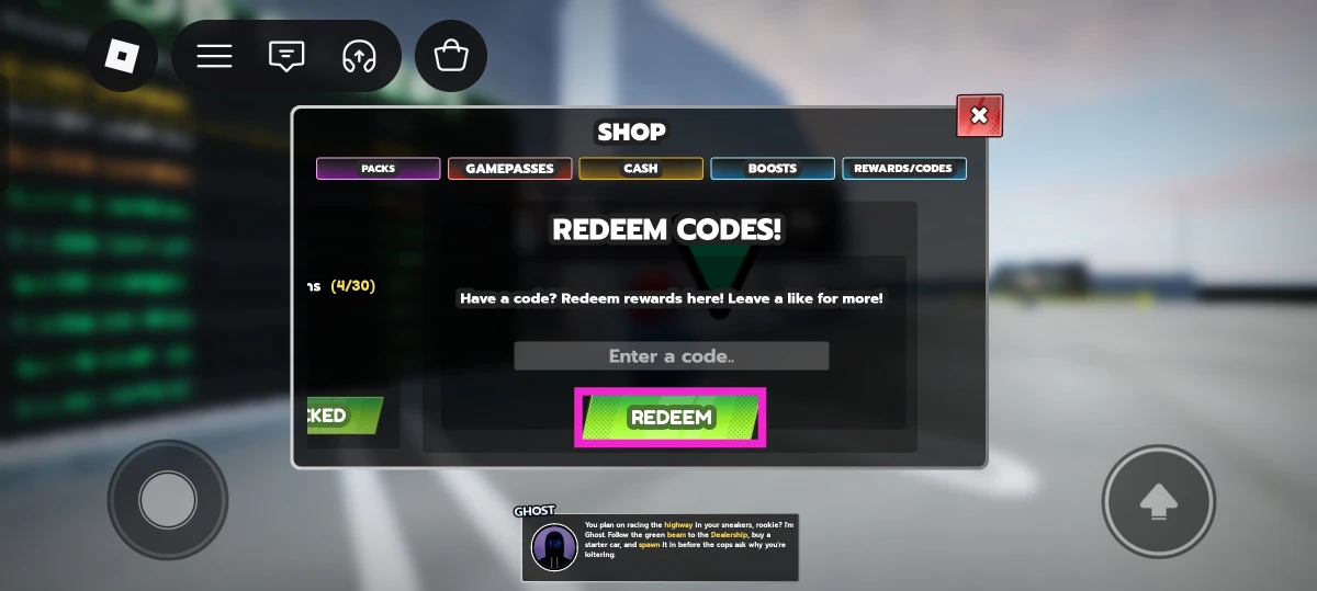 Enter your code in the text box.