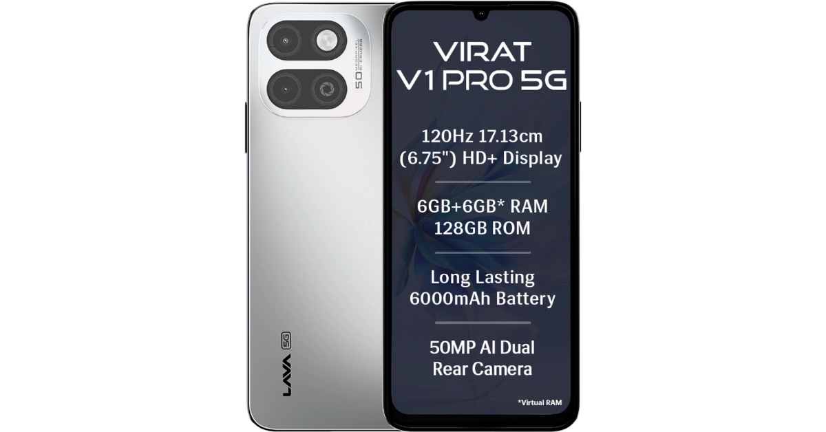 Lava Virat V1 Pro 5G equipped with a 6,000mAh battery launched: Pricing and Specifications Details