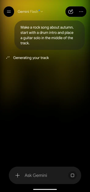 Enter your prompt in the text box. You can tap the plus icon again and select Photos to upload an image from your phone’s gallery. Gemini will derive content from the image to use in the song. How to Generate a Song Using Google Gemini