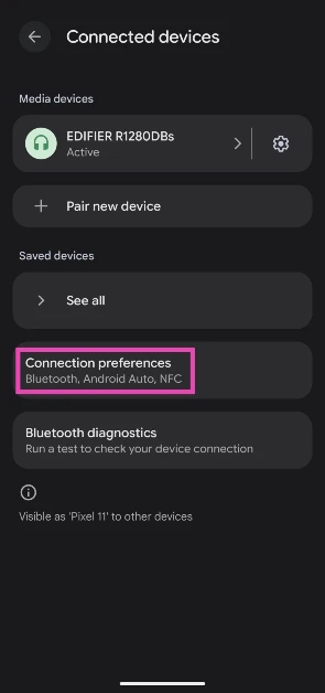 Tap on Connection preferences.