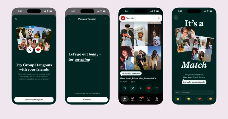 Tinder launches Group Hangouts, expanding dating with friends from pairs to groups