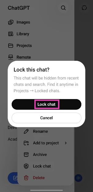 Tap on Lock chat.